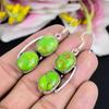 Copper Green Turquoise Gemstone 925 Sterling Silver Jewelry Earring 2.17" KG-1761