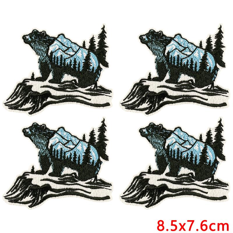 10uds Venta al por mayor Parches Bordados de Osos Animales de Dibujos Animados Paisajes Naturales Parches Termoadhesivos DIY Sombreros Chaquetas Insignia para Coser Decoración