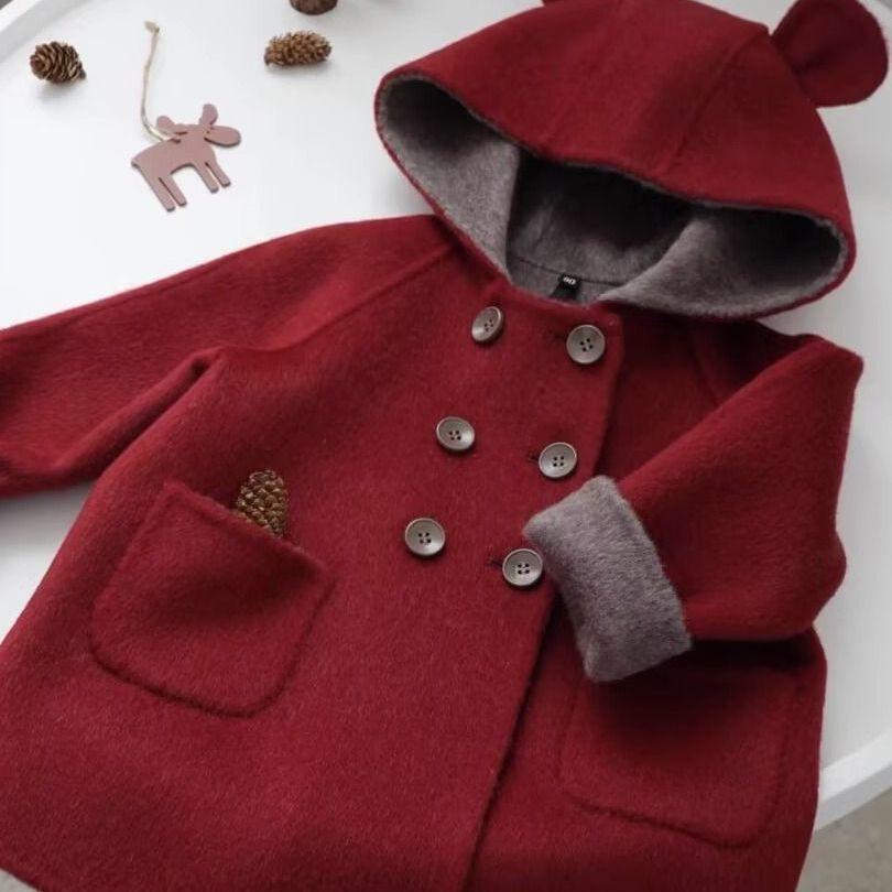 Children`s Double-Faced Cashmere Coat: Fall/Winter Thick