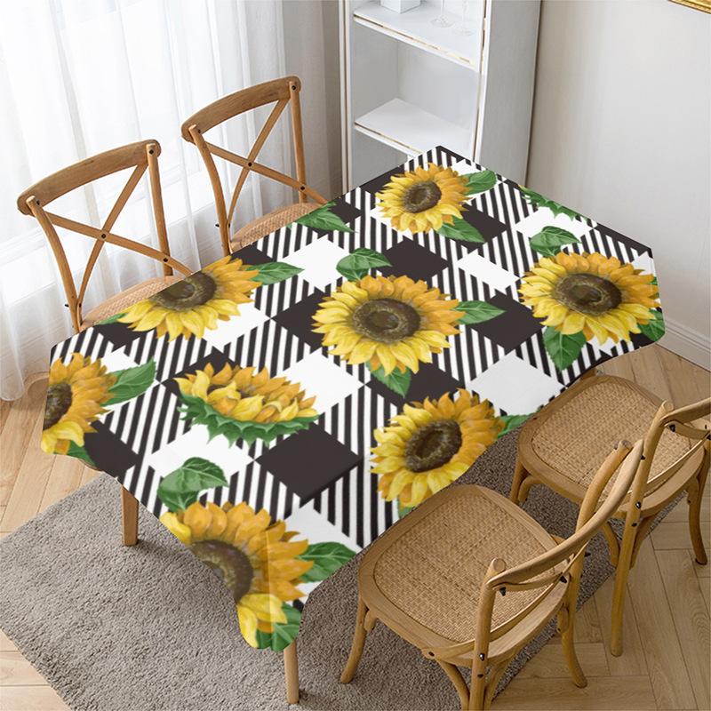 Modern Sunflower Printing Tablecloth Dust Proof Rectangular Table Covers Home Dining Tea Table Decoration