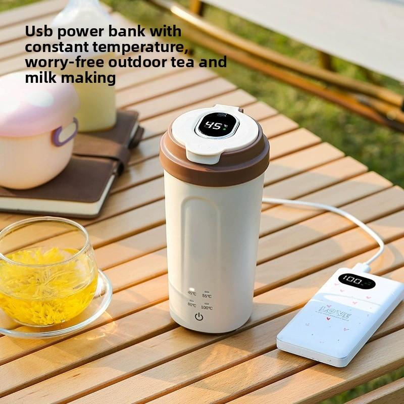 Hervidor de agua portátil eléctrico, taza térmica de viaje con pantalla digital, mini hervidor rápido