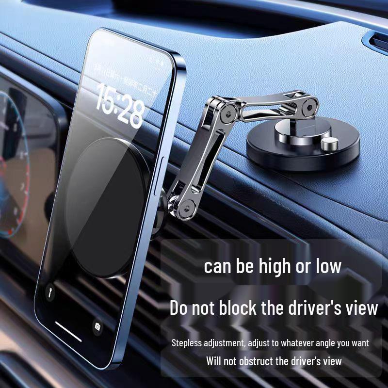 Foldable 360° Car Phone Holder with MagSafe Magnetic 15W Wireless Charger & Metal Navigation Mount
