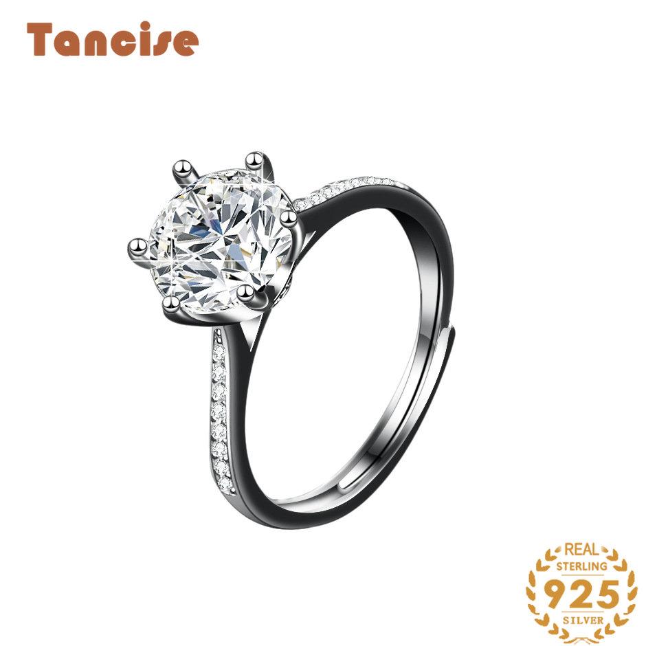 Tancise Classic Moissanite Silver Ring Ladies Jewelry Wedding Promise Party Gift_voghion.com