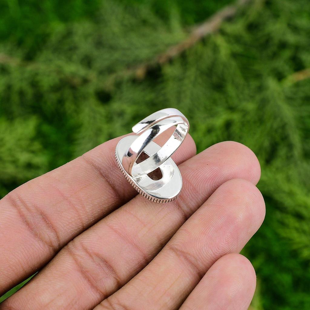 Oval Sunstone Gemstone Mother Artisan Statement Handcrafted New Ring 925 Silver