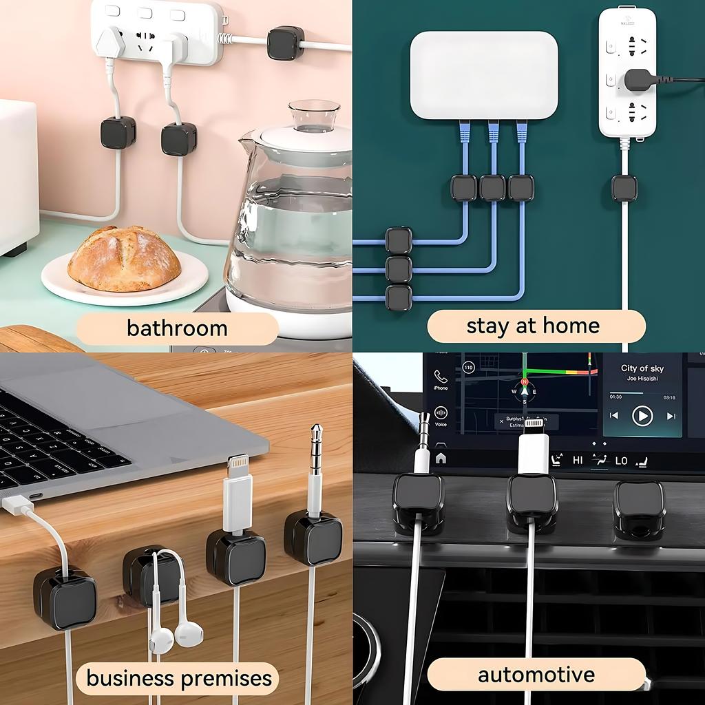 6/12 Stück Magnetischer Kabelclip Halter für Kabel Klebe-Kabelhalter Halter Organizer für Zuhause Büro Auto Unter dem Schreibtisch Kabelmanagement