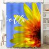 Hello Sunflower Shower Curtain Blue Background with Bright Yellow Flower Design for Bathroom Decor Polyester Fabric Waterproof H