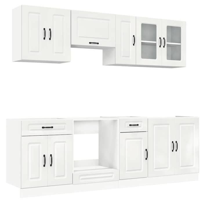 VidaXL Ensemble d'armoires de cuisine 8 pcs Kalmar blanc brillant, ensemble d'armoires, étagère de rangement, placard, 3314823