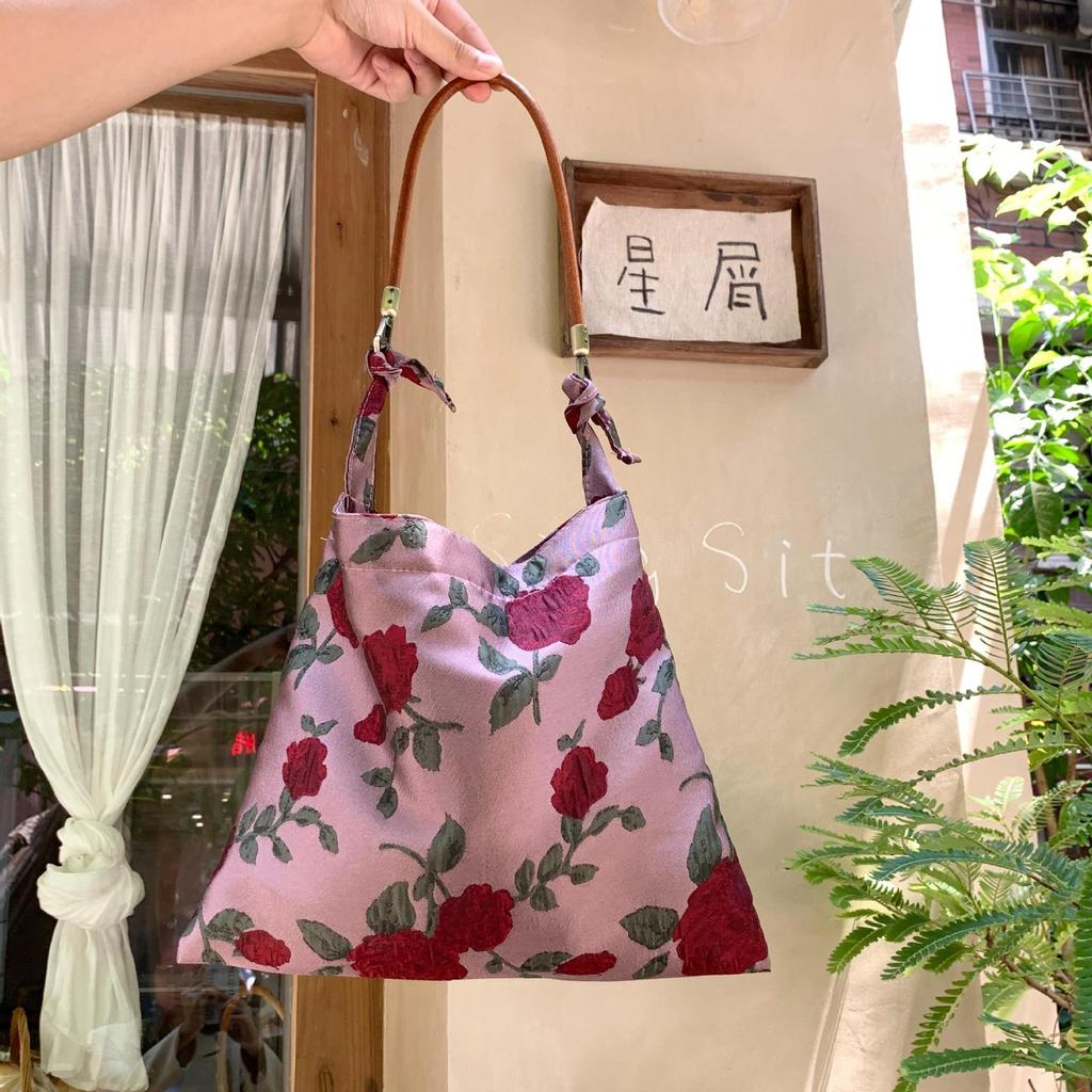 Dámská retro brokátová žakárová taška do podpaží Dámská saténová taška přes rameno