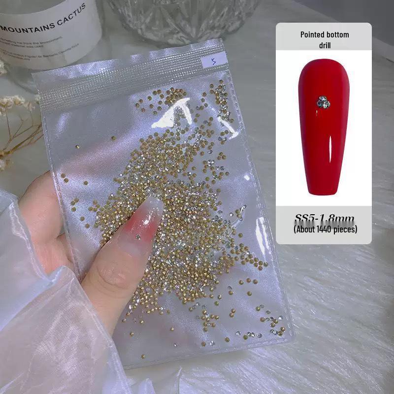 3D Pointed Back Czech Rhinestones Nail Art Decorations - 1440 Pieces