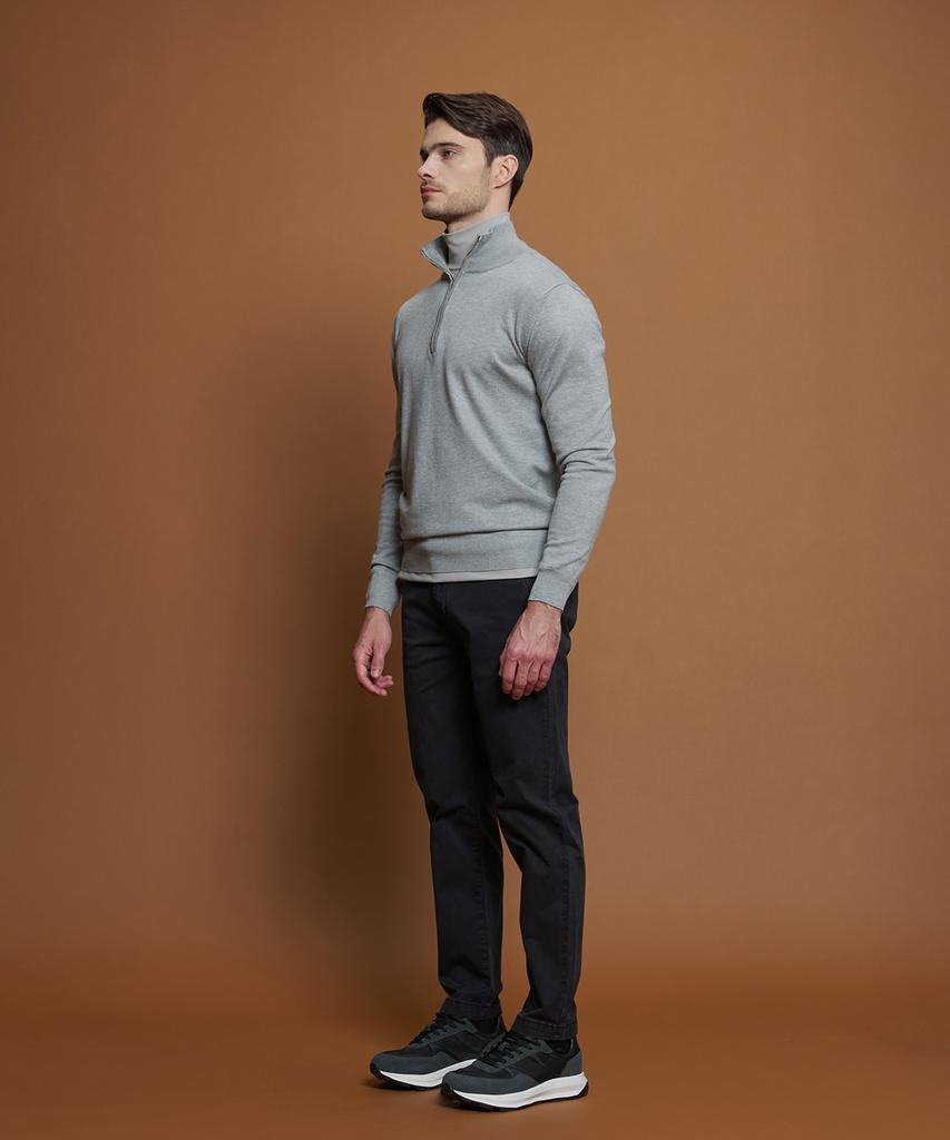 PANICALE Light Gray Soft Half-Zip Knit (Type A)