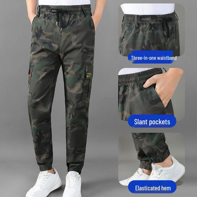 Robuste Herren-Arbeitshose in Camouflage - Elastisch, Verstärkter Schritt, Ganzjahres-Outdoor-Arbeitsschutzbekleidung