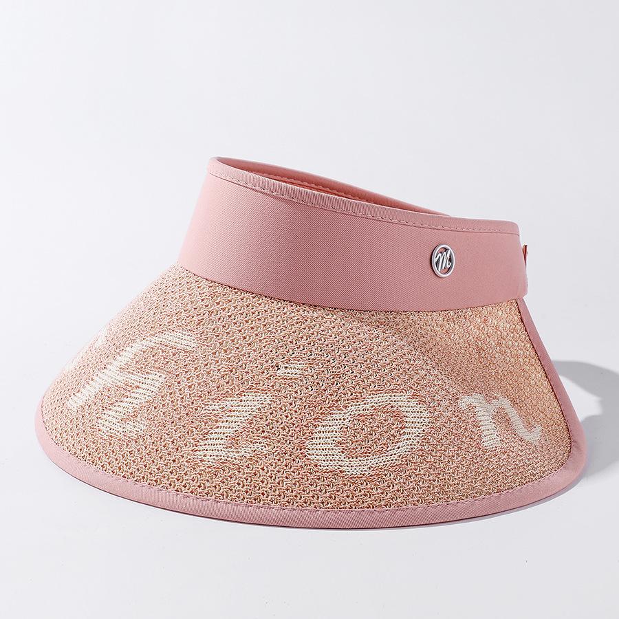 Style Hat Versatile Straw Woven Fashionable Beige Pink Women Sunshade Hatscaps