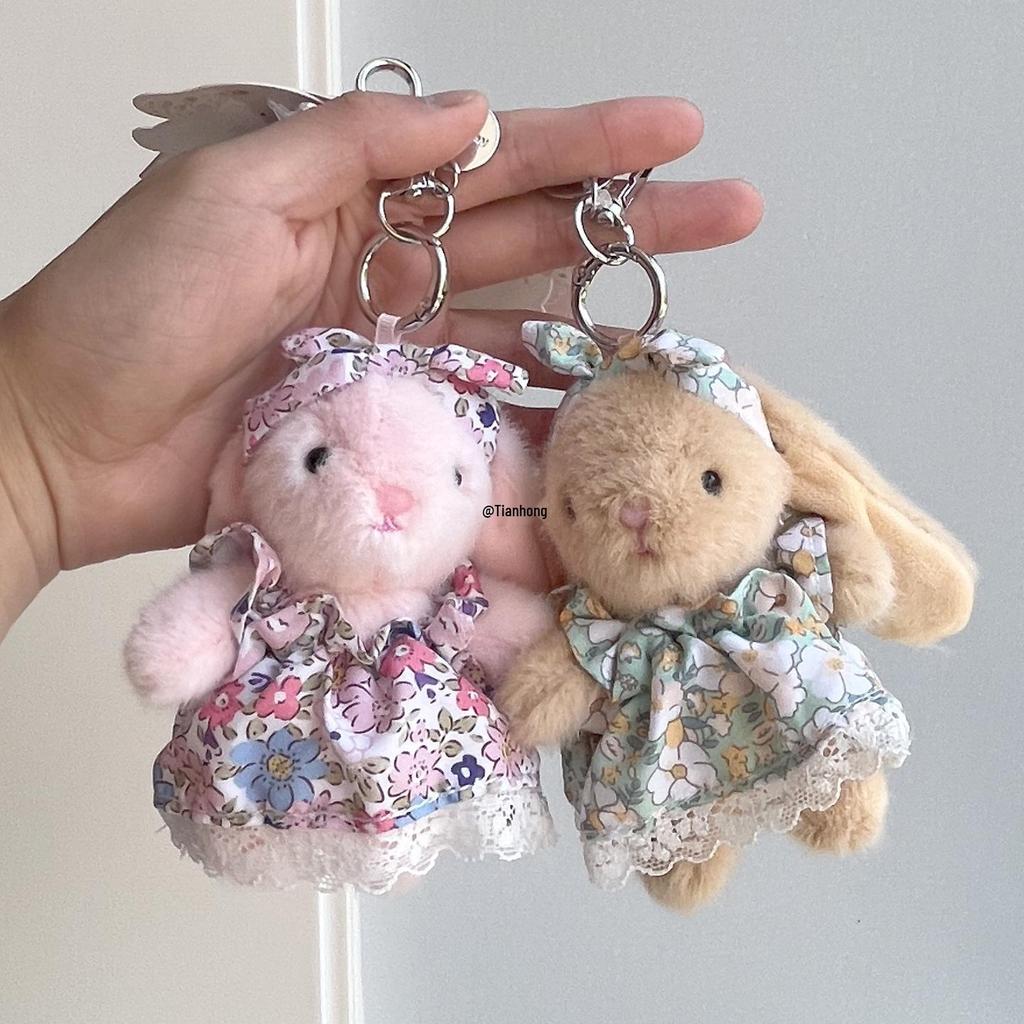 Rochie cu Flori Pandantiv de Pluș Iepuraș Wendy - Charm Drăguț pentru Geantă și Accesoriu pentru Ghiozdan