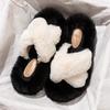 Fashion Fashion Cross Strap Fluffy Slippers for Women Winter Warm Faux Rabbit Fur Slides Woman Thick Sole Plush Indoor House Slippers
