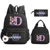 3Pcs/set 26 English Letter K-Pop Demon Hunters Printed Large Capacity Backpack with Lunch Bag Pengcil Case for Teenager Girl Boy Bookbag Travel Bag