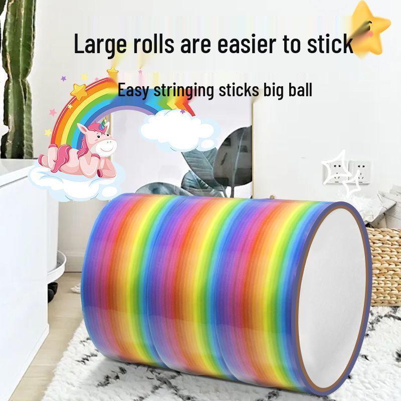 Color Sticky Ball Tape - 6.0cm Wide Adhesive Balls in Macaron Colors