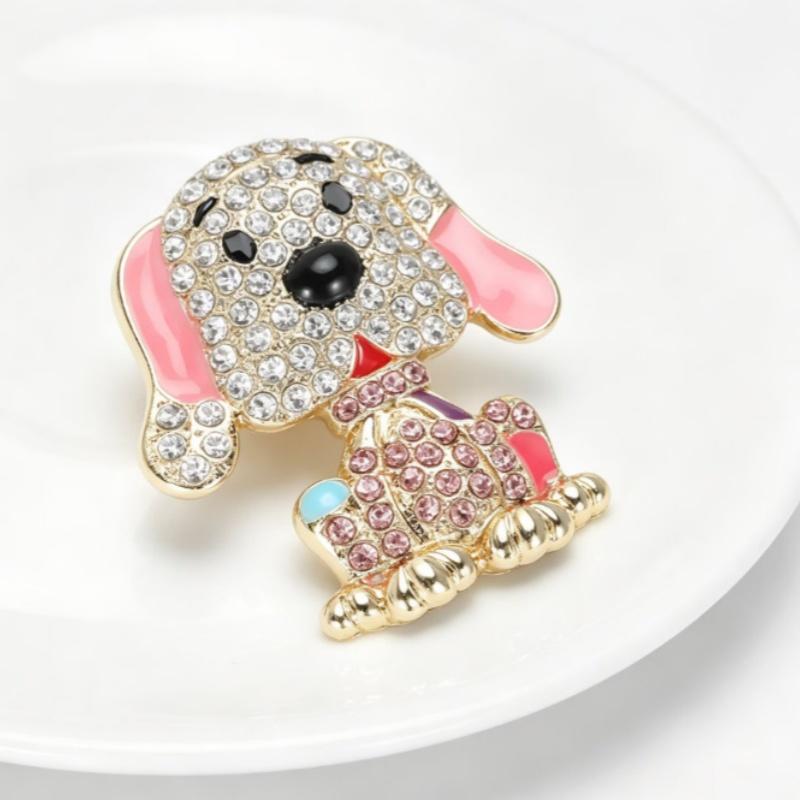 Cute Dog Brooches With Sparkling Plastics Enamel Details For Daily Wear Gifts For Dog Lovers Accessory