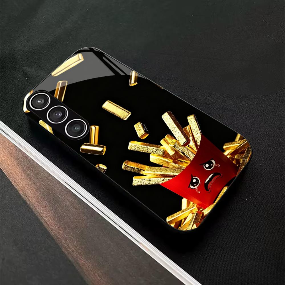 French fries Protective Exquisite High-end PhoneCase Glass TPU PhoneCase for Samsung Galaxy S26 S25 S24 S23 S22 FE,Ultra,Plus
