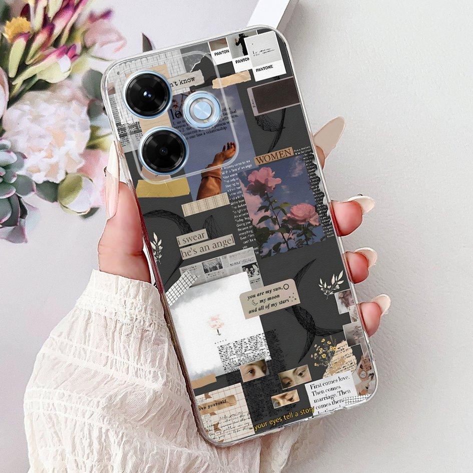 New For Xiaomi Redmi 13x 4G Case Cute Cartoon Panda Machine Flower TPU Soft Silicone Cover For Xiomi Redmi 13X Shockproof Bumper