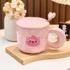 Household New Ceramic Cup Sets Gift Box Women 400ml Cute Cartoon Bear Handle Tea Mugs with Scoop and Lid Creative Cup to Friends