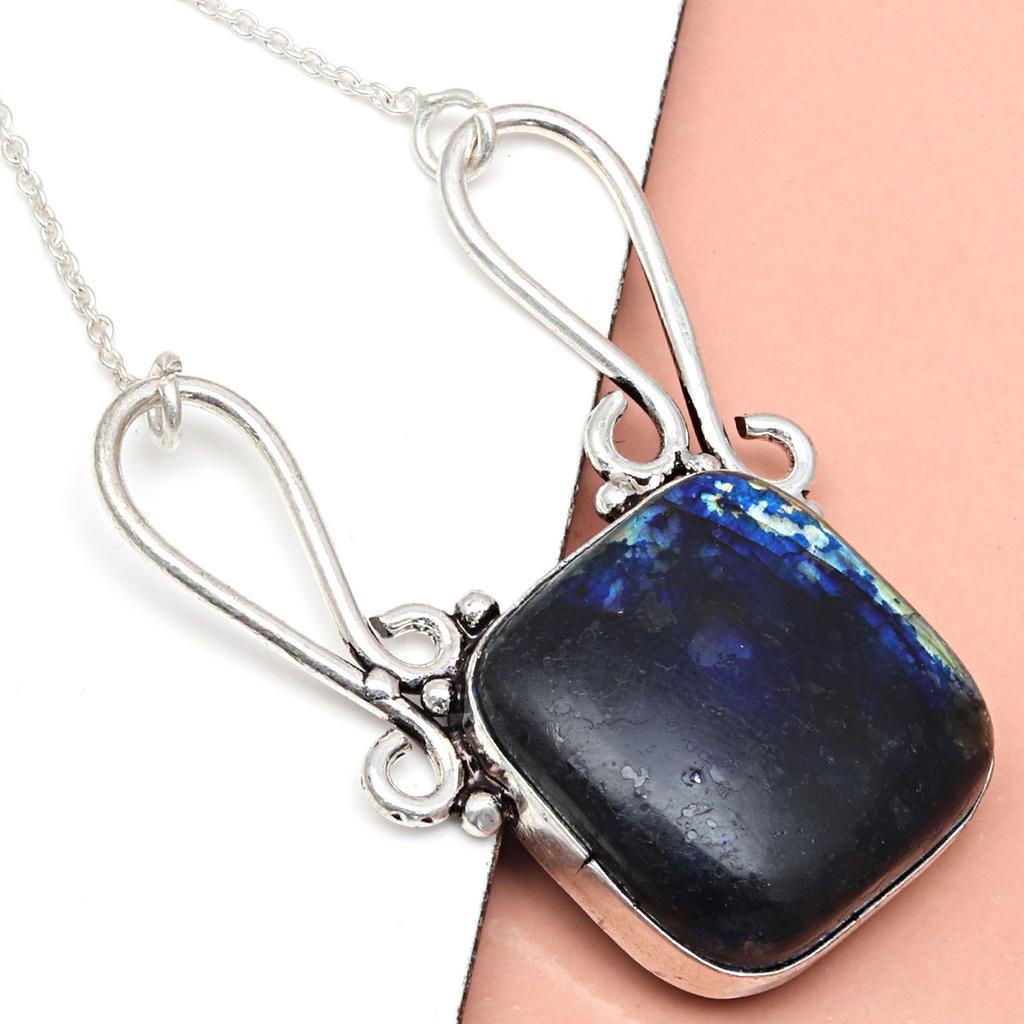 Labradorite Necklace Blue  Natural Beads  Gifted Pendant Cts