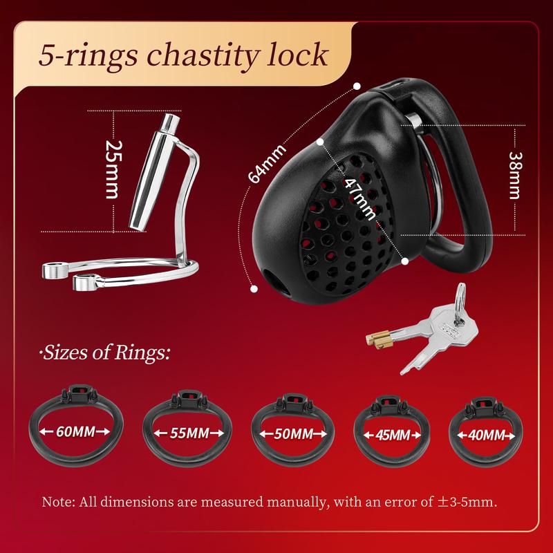 ABS Male Chastity Cage With Lock And 5 Rings Penis Lock With Catheter plug BDSM Erotic Urethral Lock Bondage Adult Sex Toys