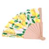 Lemon Print Folding Hand Fan Fruit Pattern Bamboo Fabric Handheld Fan For Summer Cooling Dance Performance Wedding Party Decor