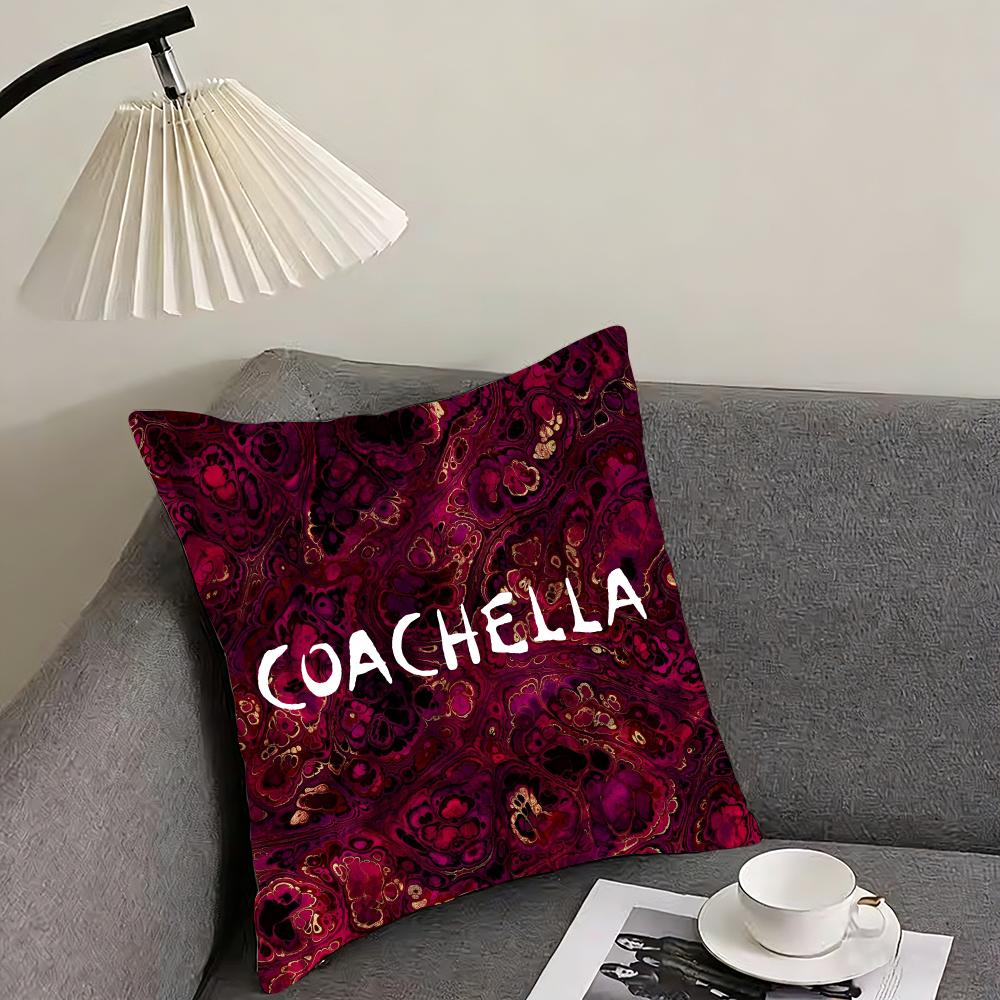

Coachella Valley Music and Festival Cushion Cover Reversible Plush Pillow Cover – For car, sofa, bedroom, perfect as a gift. 12x12Inch