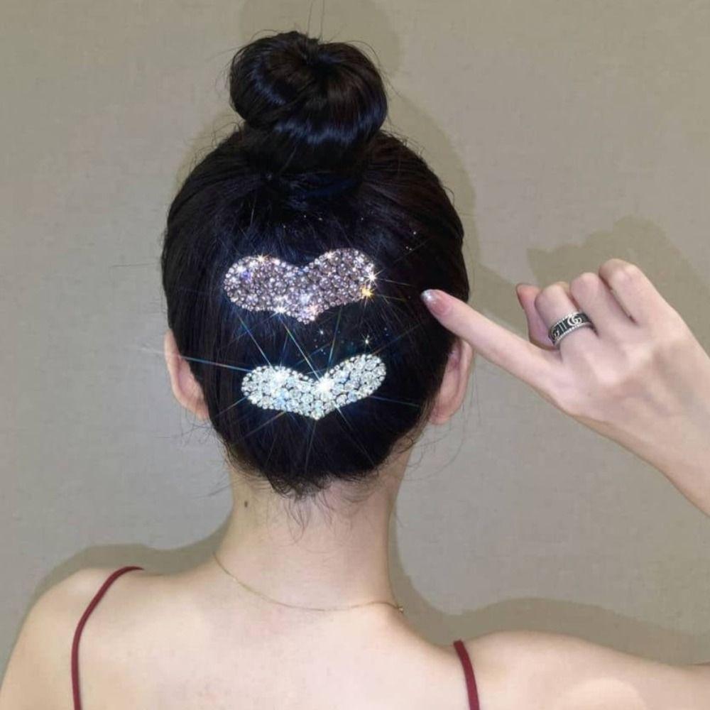 

Заколка BB в корейском стиле, женские аксессуары для волос, блестящая заколка для волос со стразами, боковая заколка с любовью