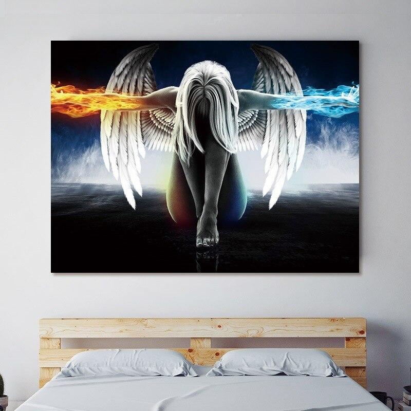 Angel and Demon Nordic Style Canvas Painting Art Mural Creative Home Decoration Living Room Room Entrance Decoration Art Poster