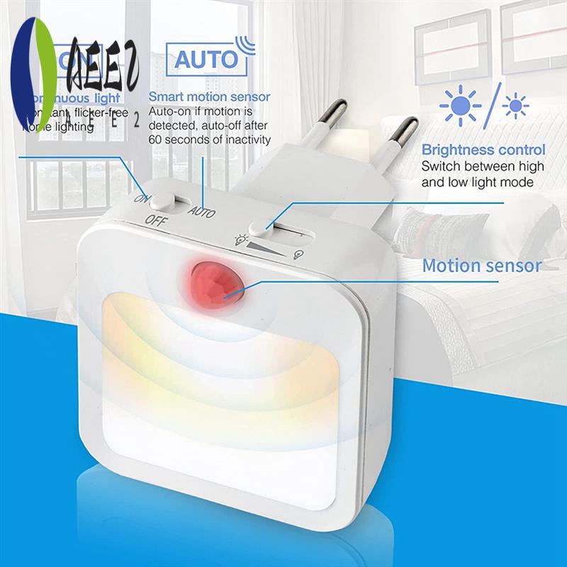 

AEE2-Motion Sensor LED Night Light Lamps Children s Night Light Smart LED Night Lamp For Bedside Table Bedroom Nigh EU Plug білий