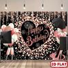 2D Rose Gold Heart Happy Birthday Backdrop with Balloons & Heels