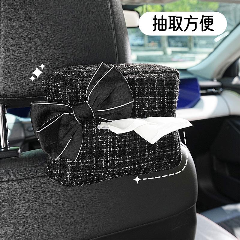 Scatola porta fazzoletti per auto Carino fiocco scatola da pompaggio per schienale seggiolino auto Borsa porta fazzoletti per auto di pregio