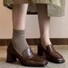 Autumn Women's High Heel Shoes New Fashion Shallow Square Toe Chunky Heel Slip On Shoes for Women Dress Students Mary Jane Shoes