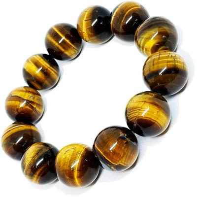 Gelbes Tigerauge-Kraftstein-Armband, Gebetsperlen-Armband, Naturstein, Tigerauge-Stein, Geldglück, Arbeitsglück [hibikurasu] (18mm)
