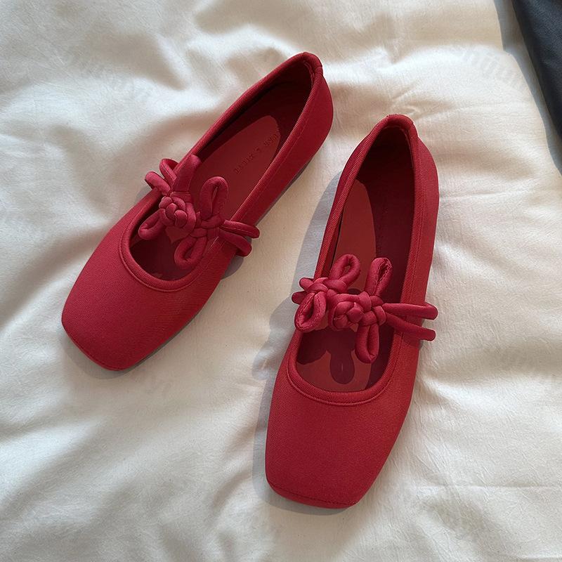 Fashion 2025 Spring New Shallow Mouth Mary Jane Women's Shoes Comfortable Soft Soled Flats Square Toe Slip on Casual Women's Shoes