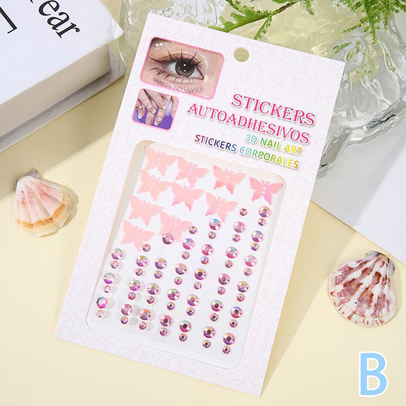 Shell Crystal Tattoo Sticker Glitter Eyeliner Eyebrow Makeup Face Diamond Temporary Tattoo Butterfly Rhinestone Eyeliner Sticker