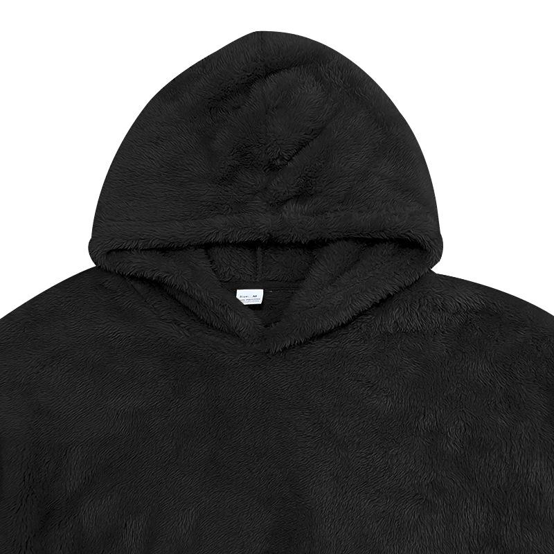 Loose Fit Pullover Hooded Sweatshirt Solid Fleece Lined Men S Casual