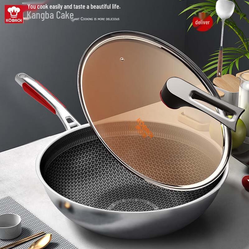 KOBACH 4th Gen 32cm 304 Stainless Steel Honeycomb Non-Stick Wok