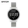 Sanda Stylish Touch Key Electronic Watch with Mesh Band - Creative Business Design.