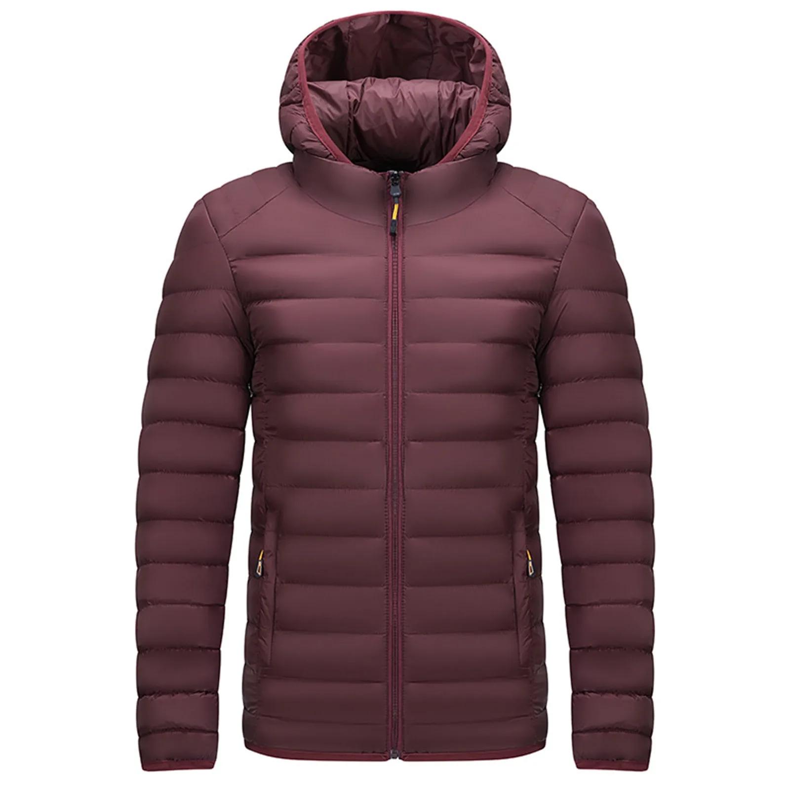 

Men S Autumn Winter Jacket Coat Leisure Plus Size Light Zip Pocket Cotton Padded Warm Soft Men Winter Sport Top Work Coats L красный