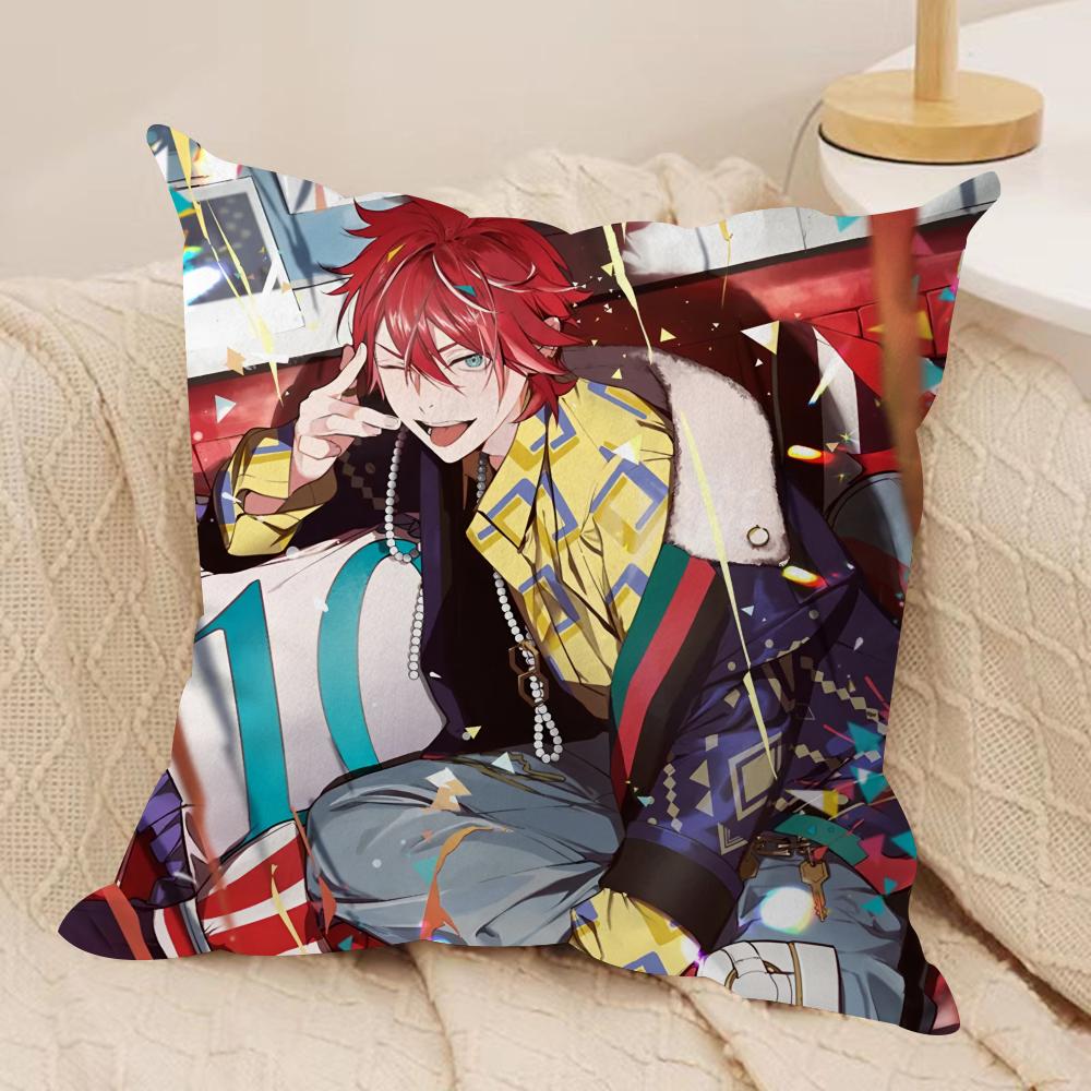 EEnsemble Stars anime Cushion Cover Silky Short Plush Invisible Zipper Dustproof Sofa Pillow Case for Home Decor