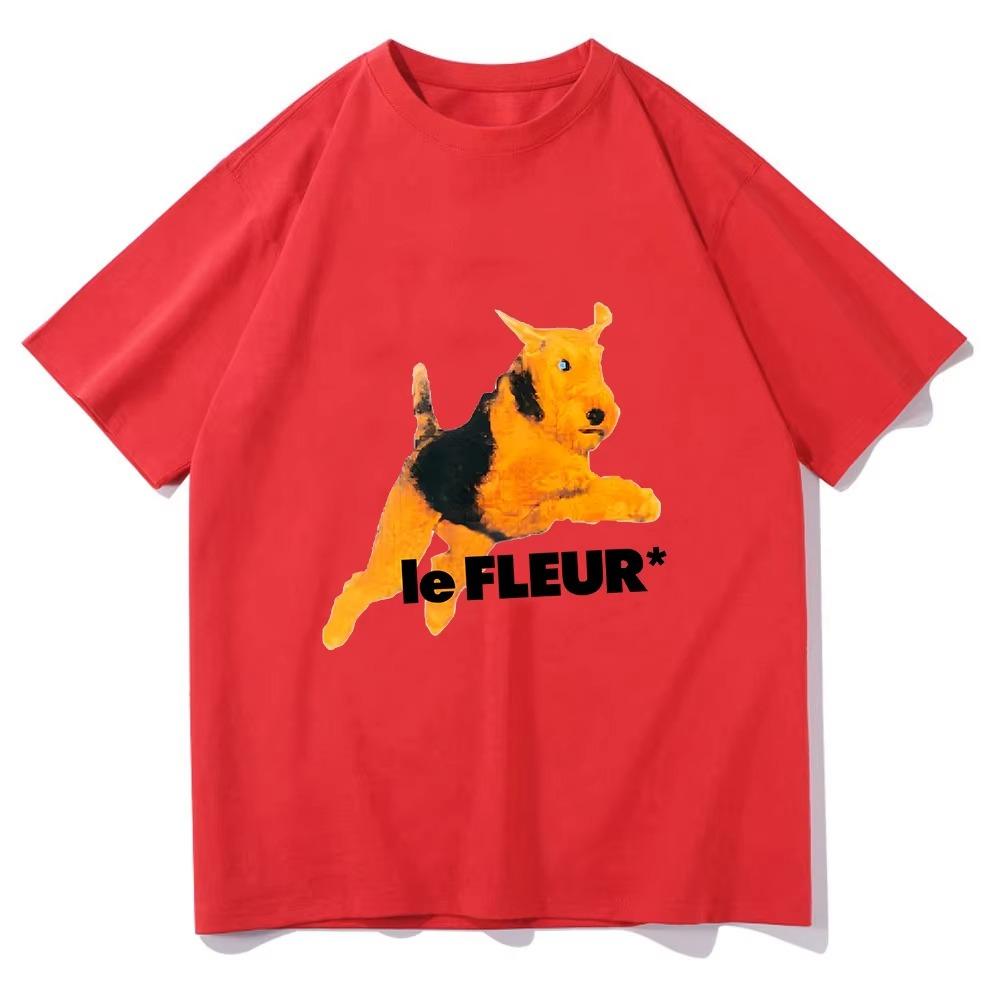 

LeFleur Dog Graphic Printing Fashion Casual Soft Tshirt High Quality pure Cotton Clothing men Women Autumn and winter innerwear 4XL