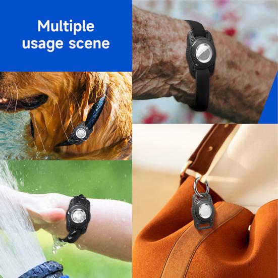 Pet Positioning Collar Crisp Bell Faux Leather Pet Tracking Device Protective Collar for Apple