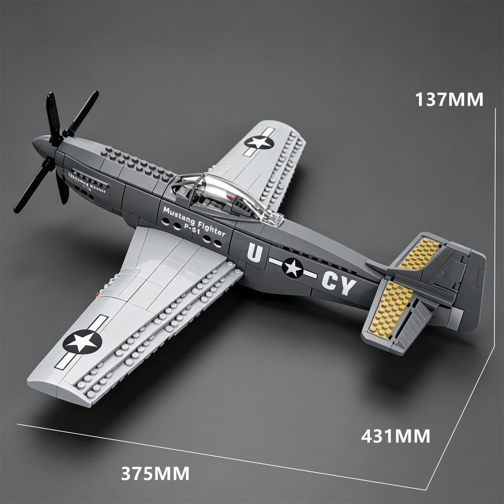 New U.S. Air Force P-51D Mustang Fighter Plane Children's Building Block Toy Military Aircraft Model