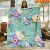 1pc 2D Flat Printing Spring & Summer New Arrival Fresh Blue Background with Colorful Floral Pattern Digital Print Blanket, Throw Blanket, Soft and Com