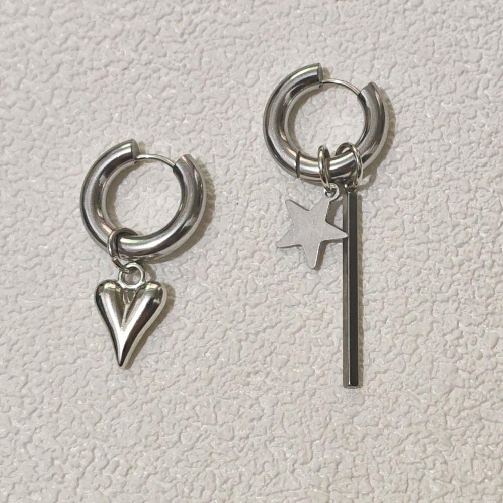 2Pcs Stainless Steel Chain Hoop Earrings Piercing Earrings  Ear Jewelry Accessories