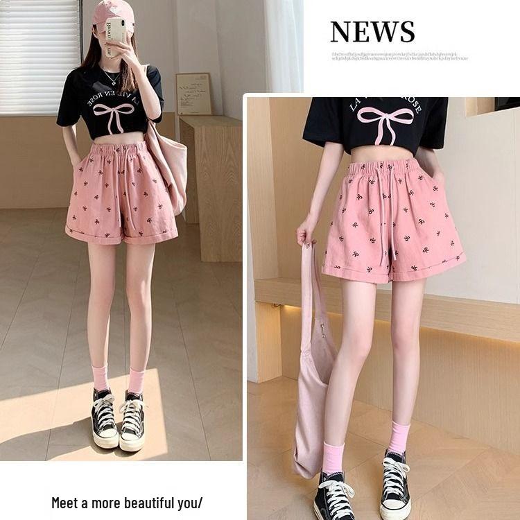 Plus Size Summer High Waist Wide Leg Casual Retro Shorts for Women