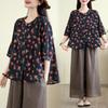 Korean Version Mid Sleeve Shirt Women's Shirt Women's Loose Five Quarter Sleeve Top Women's Summer Cotton and Linen Shirt Top