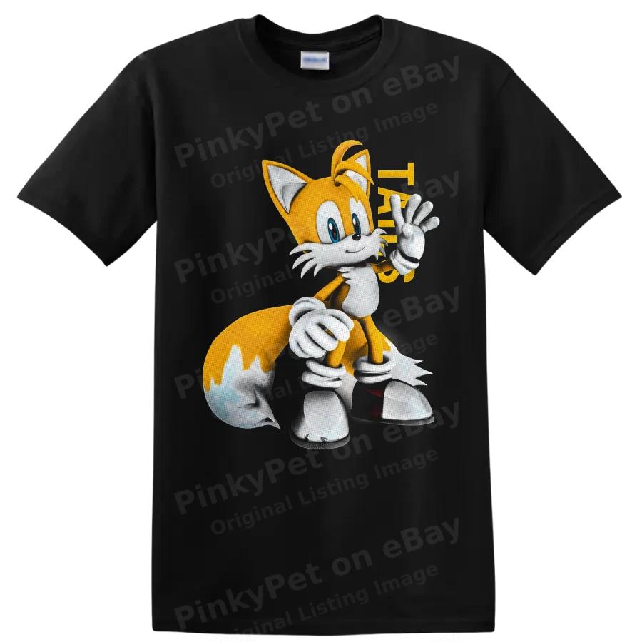 Tails Sonic The Hedgehog T Shirt Two Tailed Fox Cartoon Gamer Graphic Art Tee